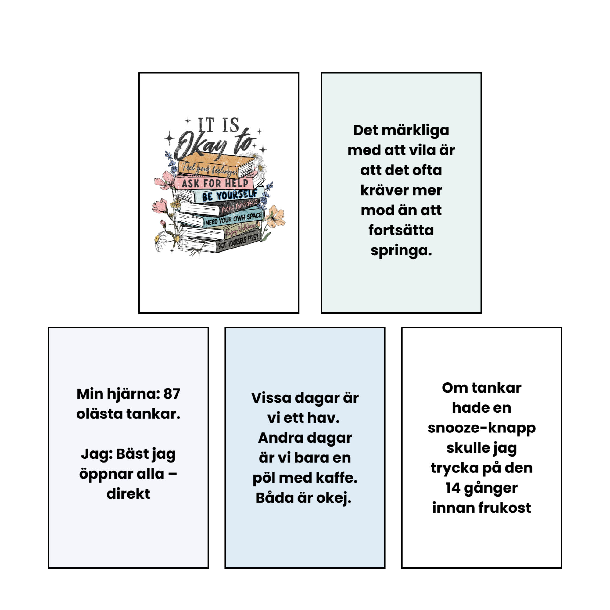 Bokmärken och Vykort med själ 💛