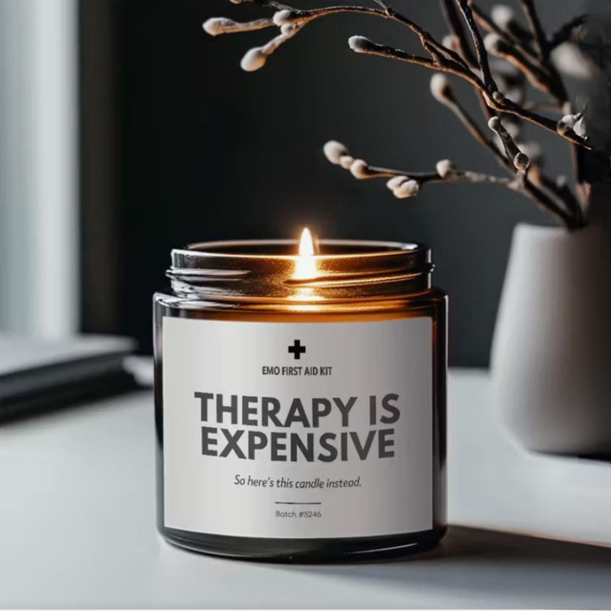 Therapy is expensive. So here’s this candle instead.