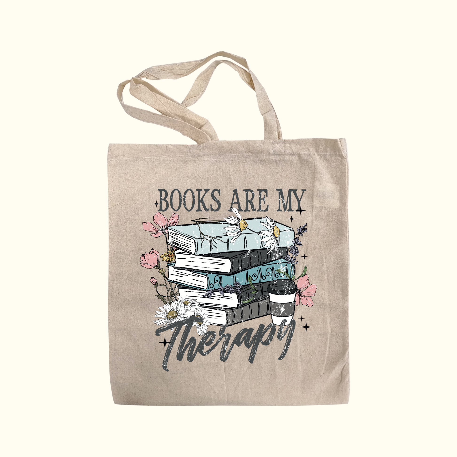 Books Are My Therapy - naturfärgad